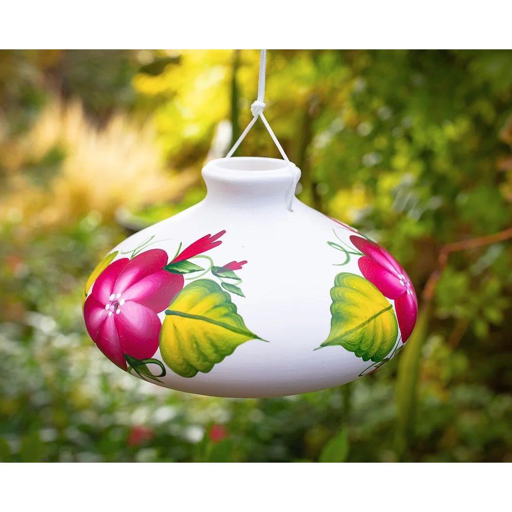 Ceramic Hummingbird Feeder Garnet Posy 10 oz.